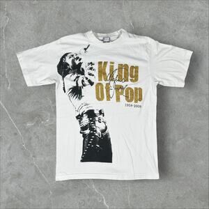 Vintage Michael Jackson King Of Pop 1958-2009 Size Medium White T-Shirt